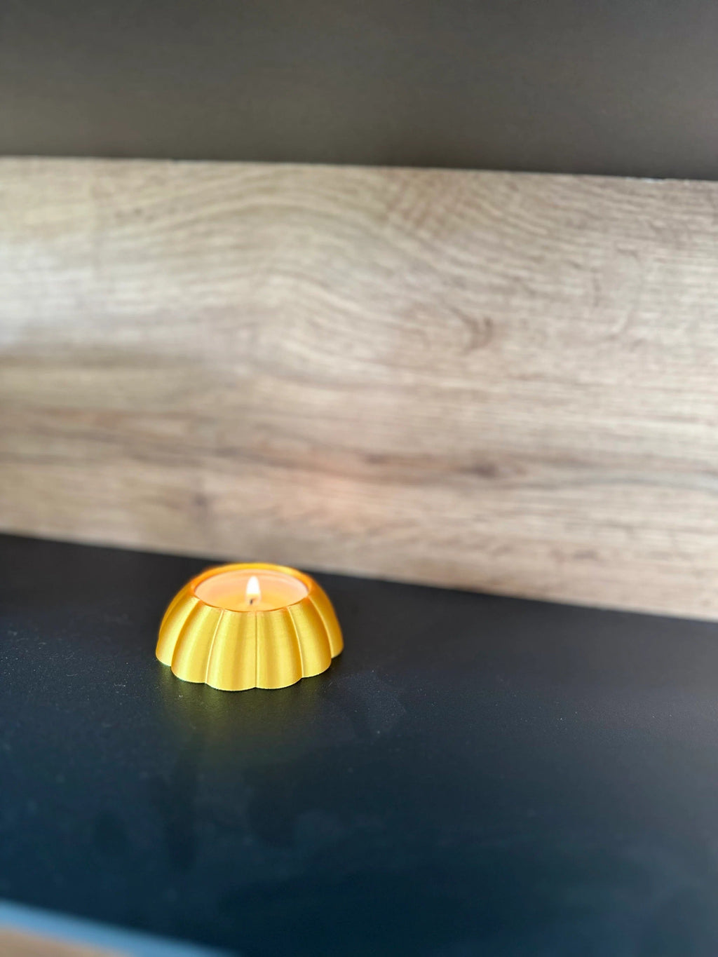 Golden Shell or Flower Tealight Holder 3D Printed Motif