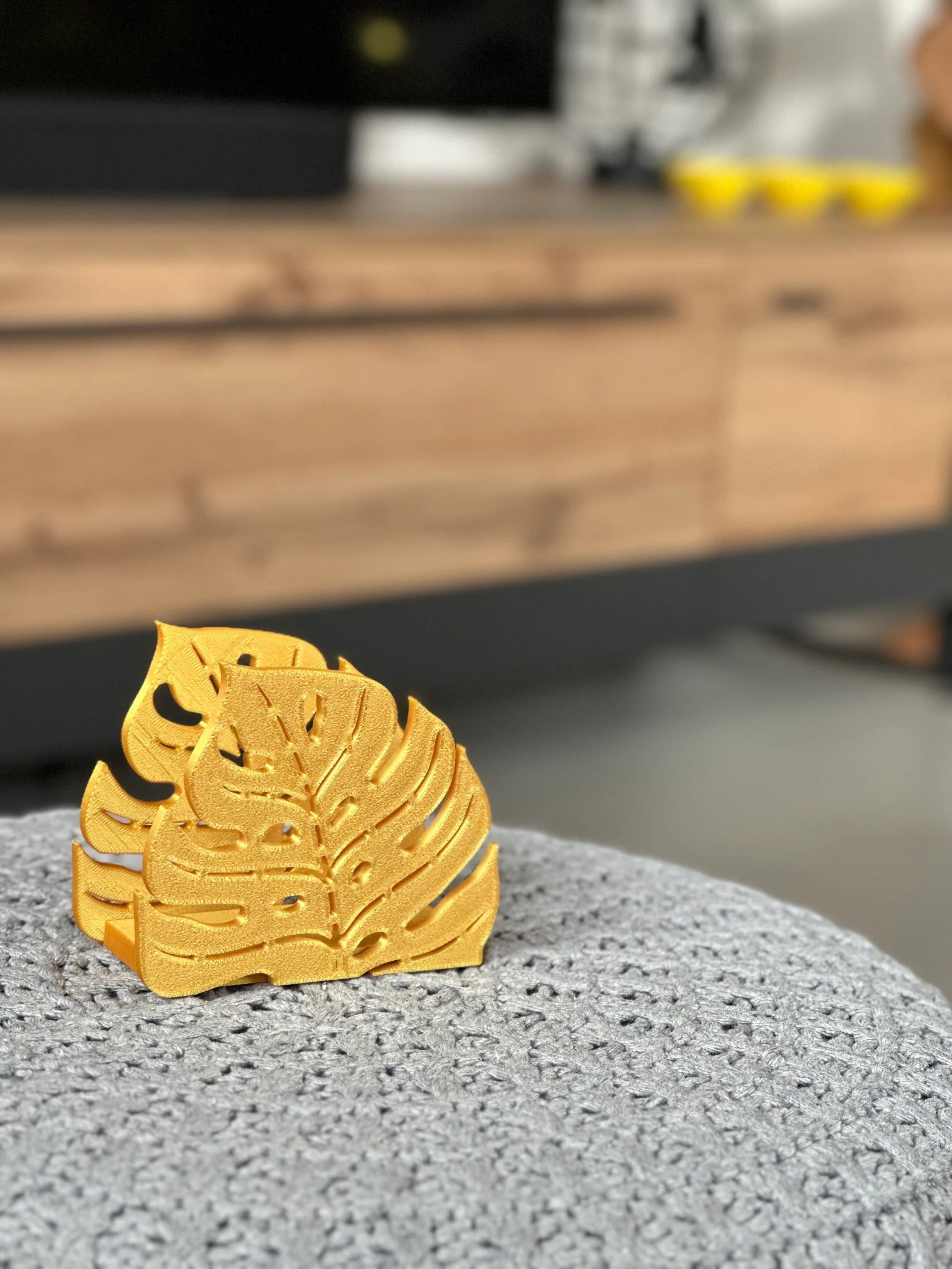 Unique Botanical Napkin Holder in Gold Natural Design