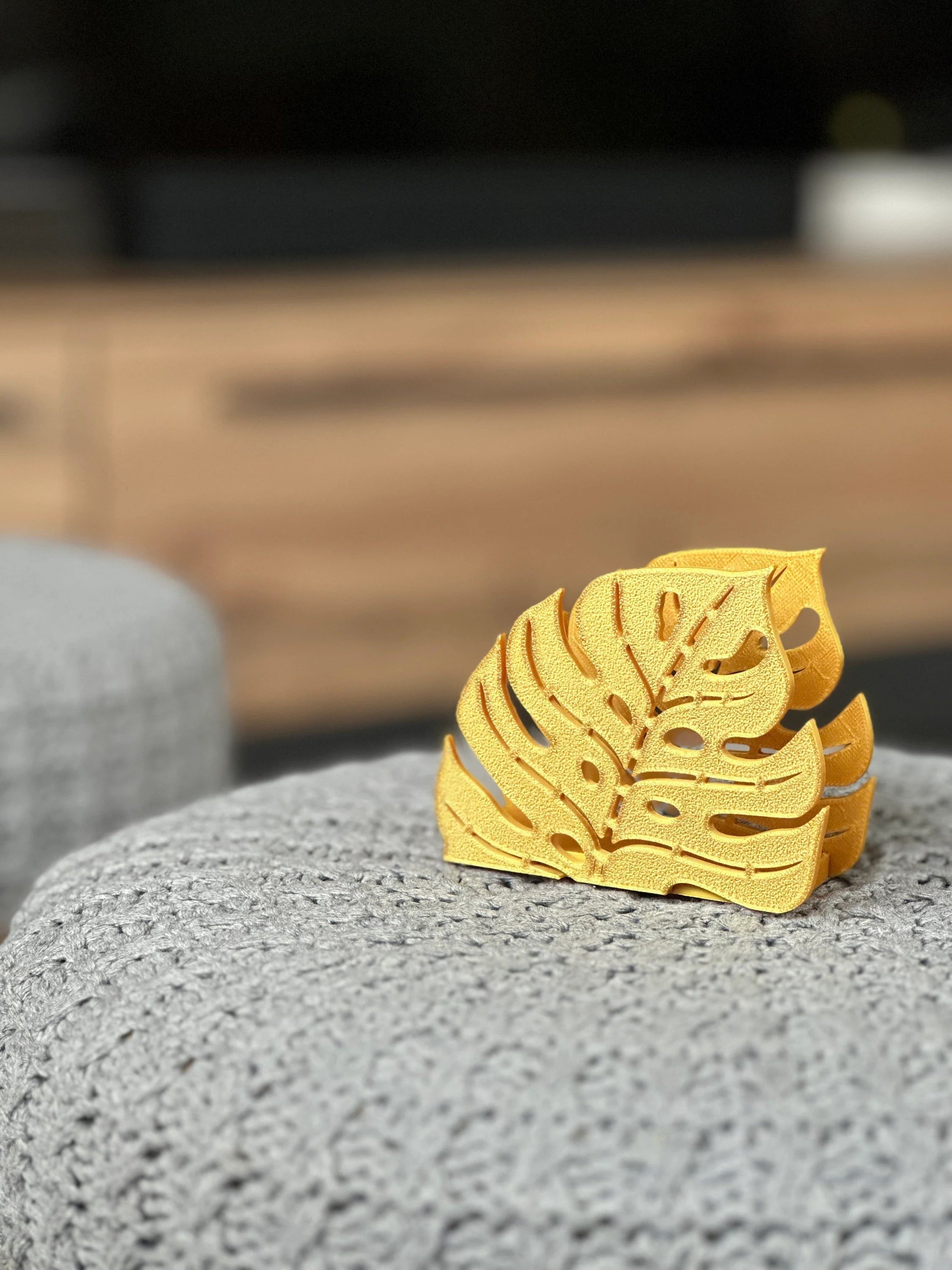 Unique Botanical Napkin Holder in Gold Natural Design