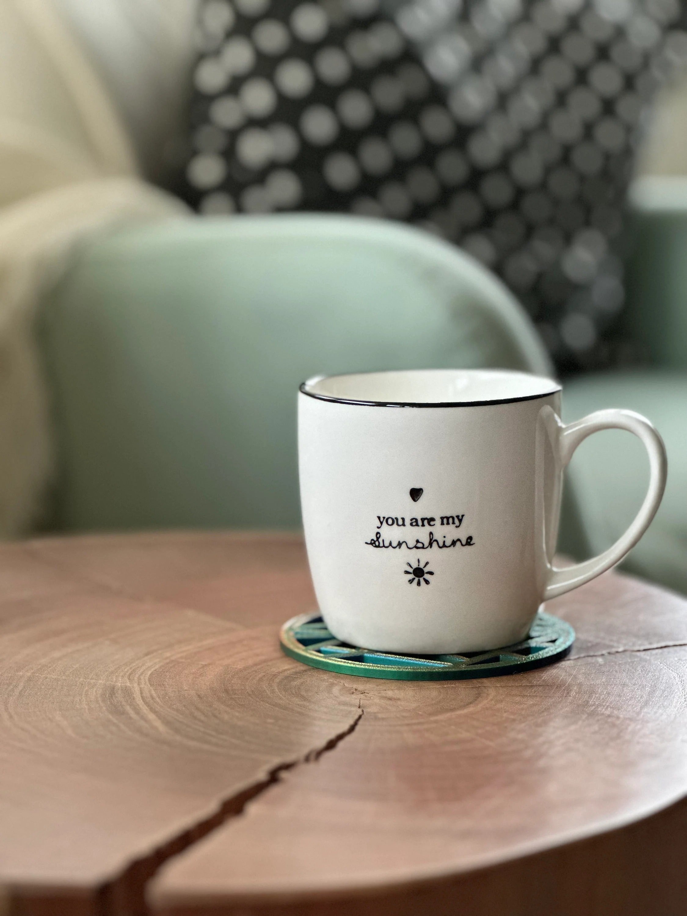 Unique Golden Geometric Coaster 3D Printed Motif