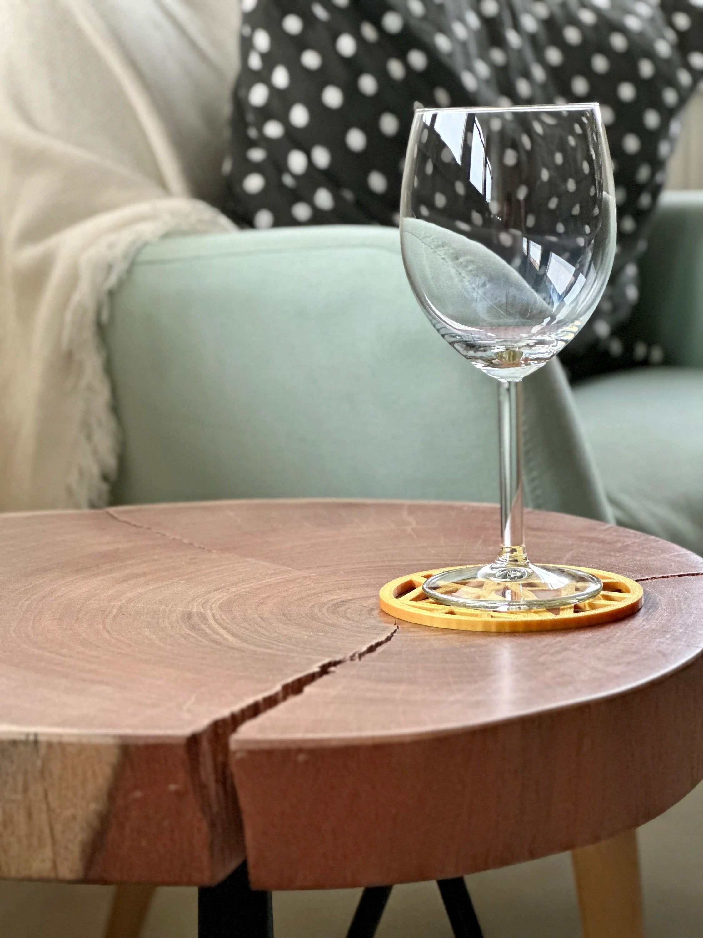 Unique Golden Geometric Coaster 3D Printed Motif