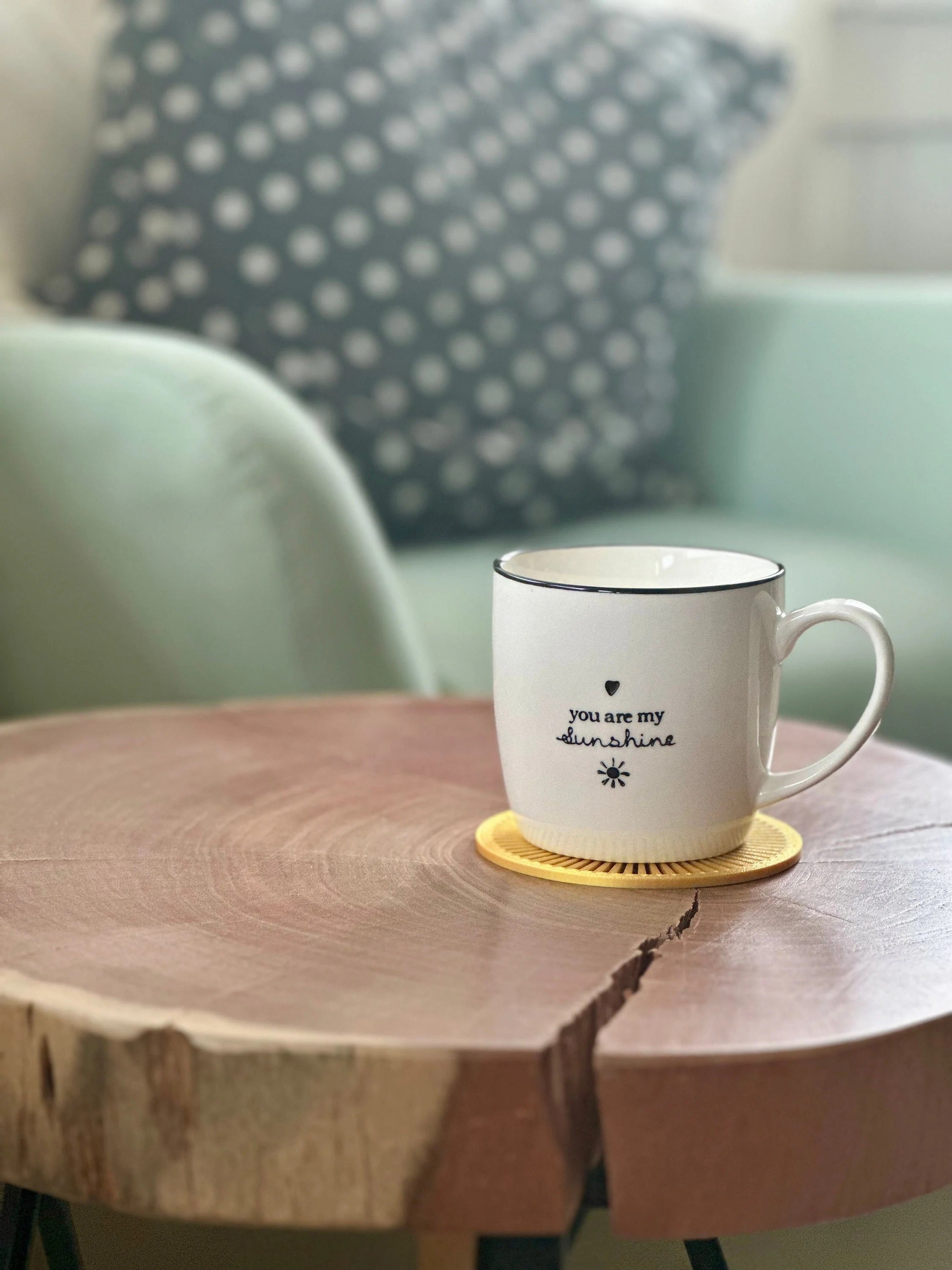 Unique Sun Coaster in Gold 3D Printed Motif Sustainable