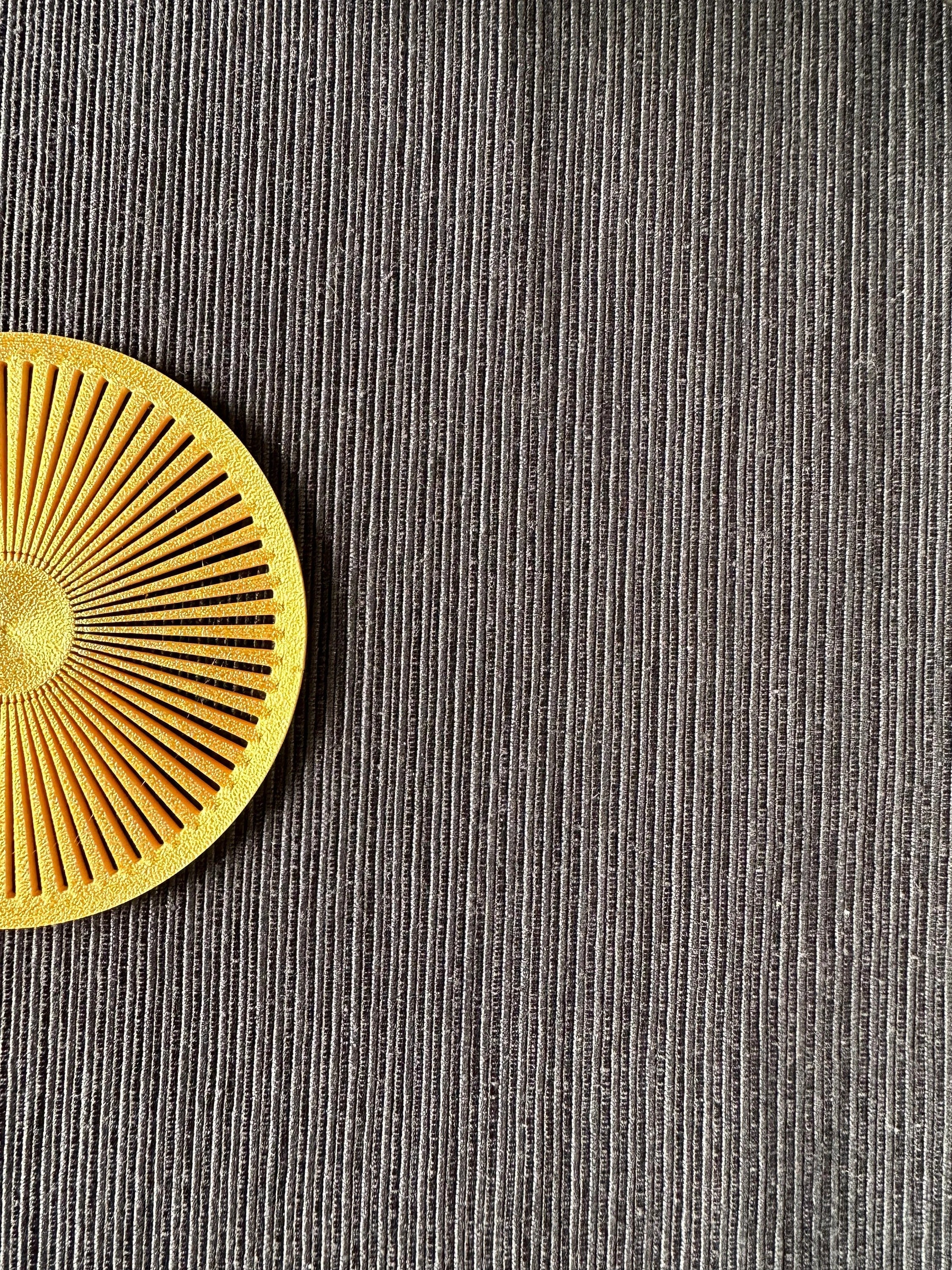 Unique Sun Coaster in Gold 3D Printed Motif Sustainable
