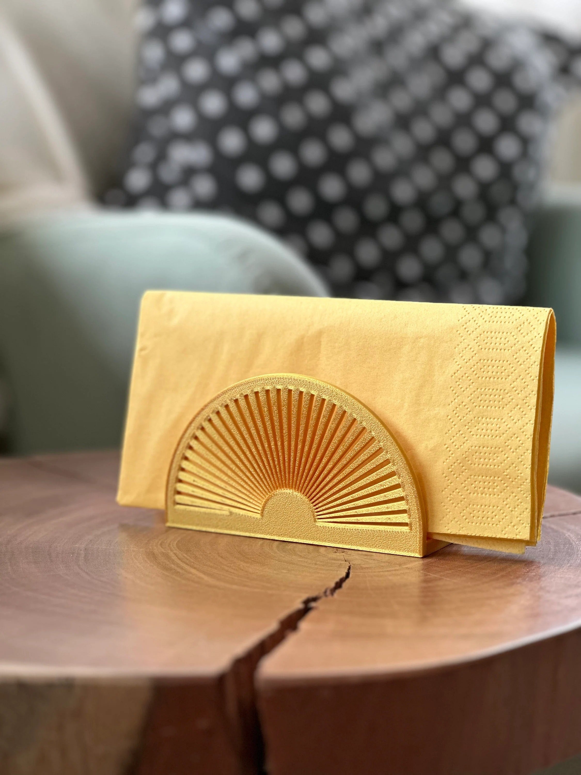 Unique Sun Napkin Holder in Gold Natural Design Sunrise