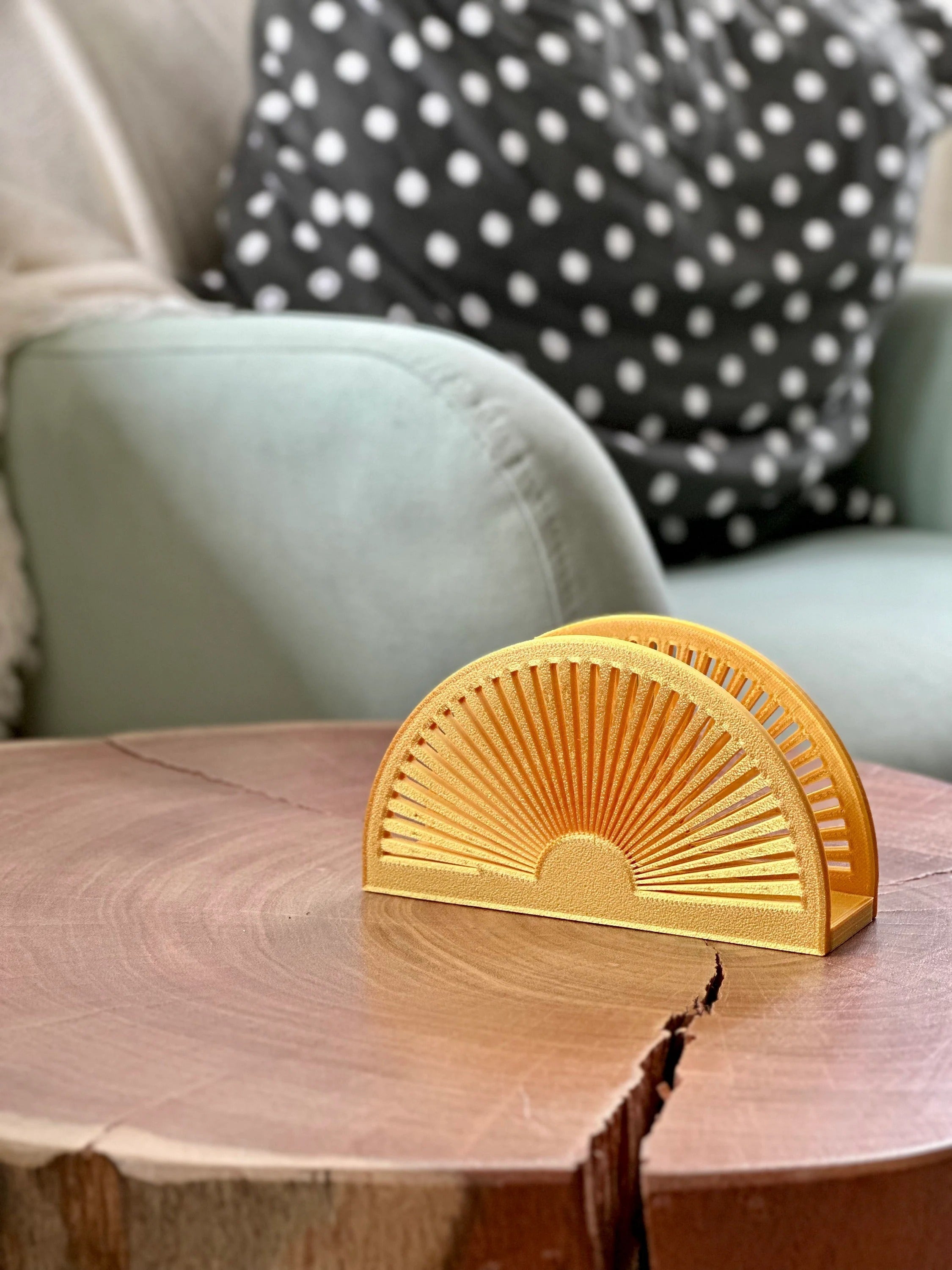 Unique Sun Napkin Holder in Gold Natural Design Sunrise